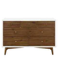 Palma 7 Drawer Double Dresser - Warm White with Natural Walnut M15916RWNL 048517824726
