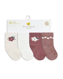 Piccolo Bambino 8 Pair of Woven Sock 0-12M - Pink