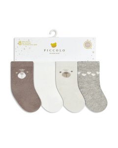 Piccolo Bambino 8 Pair of Woven Sock 0-12M - Beige