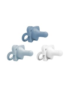 Dr. Browns HappyPaci One-Piece Silicone Pacifier 3 Pack - Lt. Blue/Blue/White