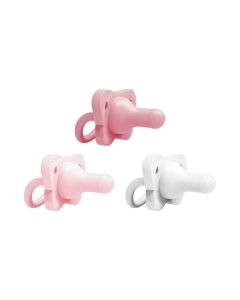 HappyPaci One-Piece Silicone Pacifier 3 Pack - Lt. Pink/Pink/White
