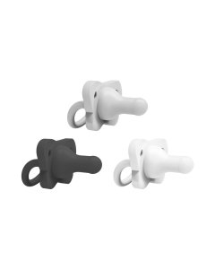 HappyPaci One-Piece Silicone Pacifier 3 Pack - Gray/Black/White