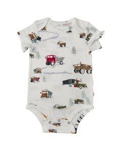 Loulou Lollipop Short Sleeve Bodysuit - Happy Trucks 02878