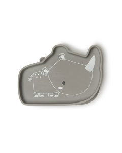 Silicone Snack Plate - Rhino/Silver Grey