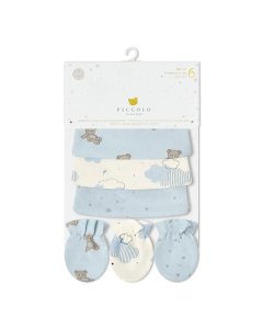 Piccolo Bambino 3 Hats & 3 Anti-Scratch Mittens Set - Blue