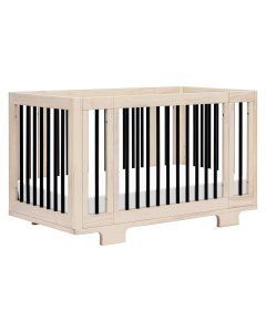Babyletto Yuzu 8 in 1 Convertible Crib with All Stages Conversion Kit - Washed Natural/Black M23401NXB	48517869154 Tjskids.com