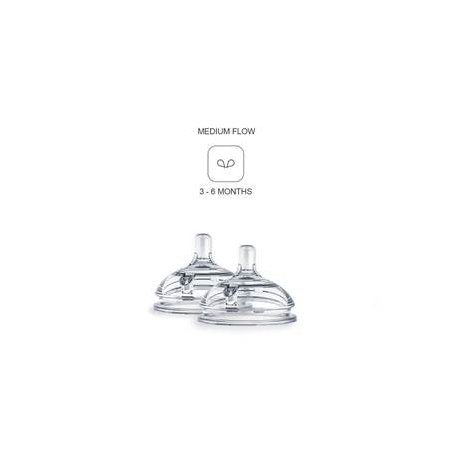 Silicone Nipples Two-Pack 2 Hole Medium Flow (3-6 Months)
