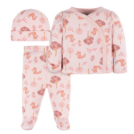 Gerber 3 Piece Side Snap Sets - Dandelions 0-3m	GCW503862 13618409530 Tjskids.com