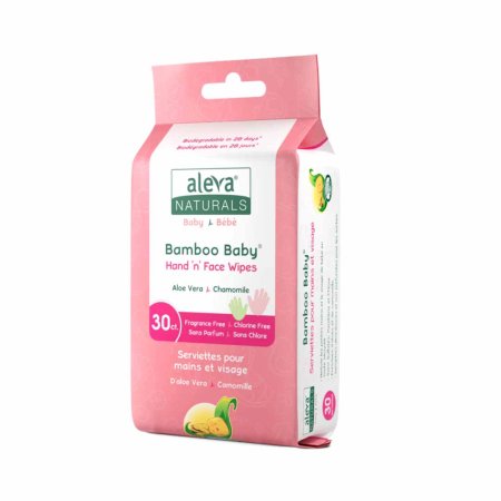  Aleva Naturals Bamboo Baby Hand & Face Wipes 30 Count