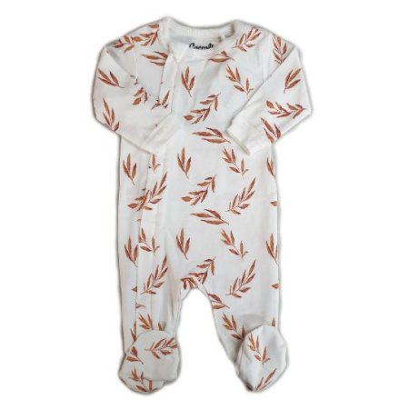Zipper Footie - Caramel Leaves