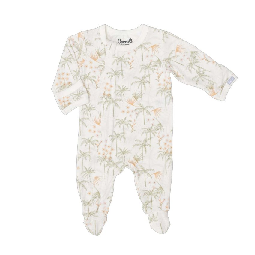 Modal Zipper Footie - Tropical On Cream