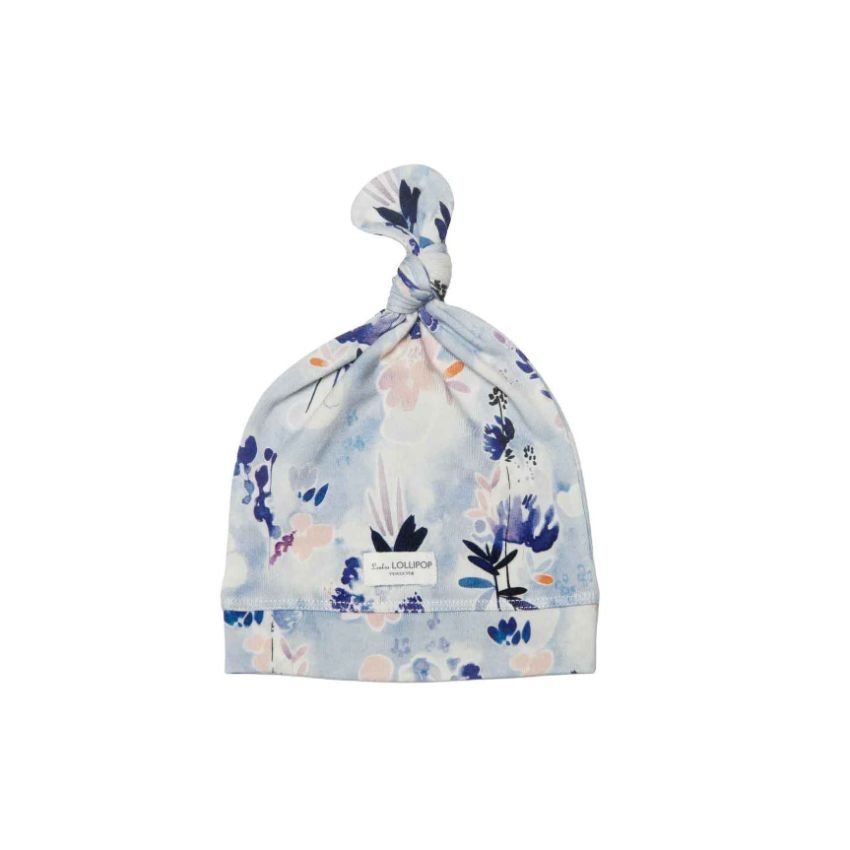 Top Knot Beanie Tencel - Ink Floral