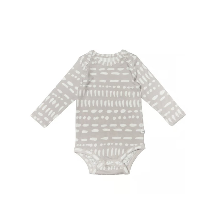 Long Sleeve Bodysuit In Tencel - Grey Mudcloth