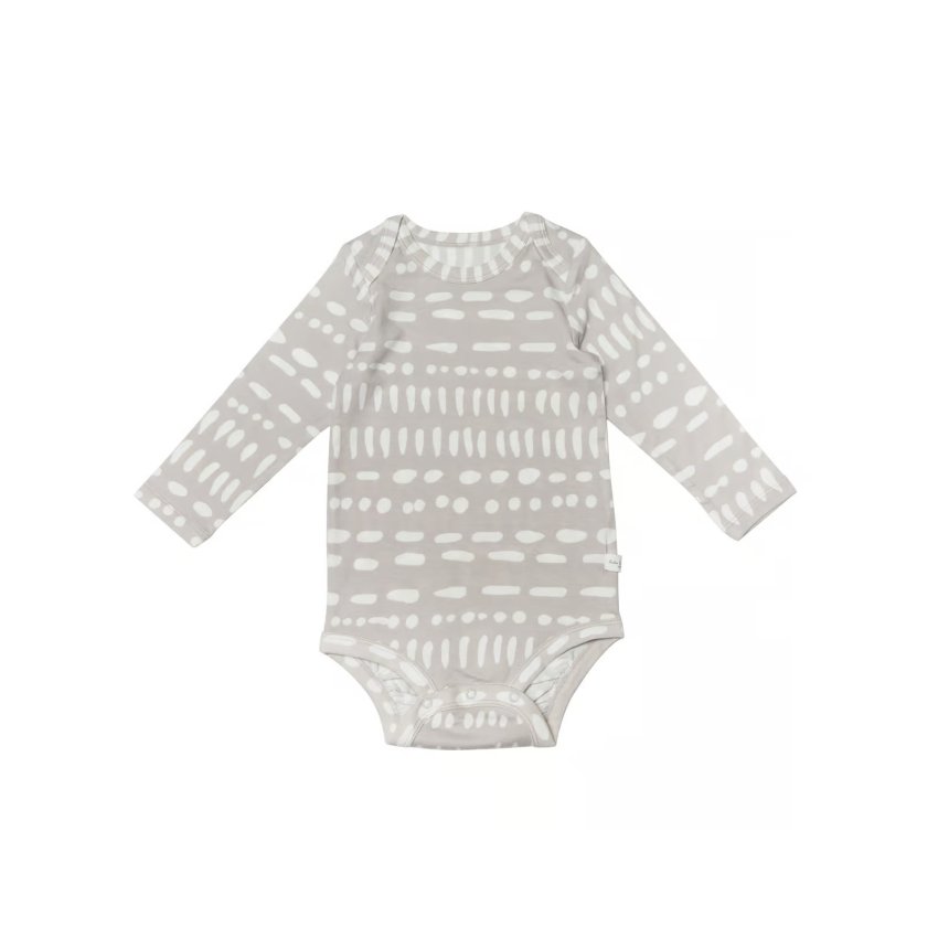 Long Sleeve Bodysuit In Tencel - Grey Mudcloth