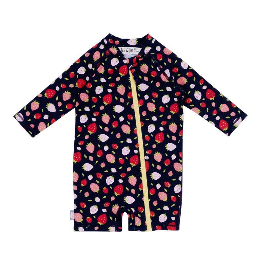 Long Sleeve One Piece UV Jumpsuit - Strawberry