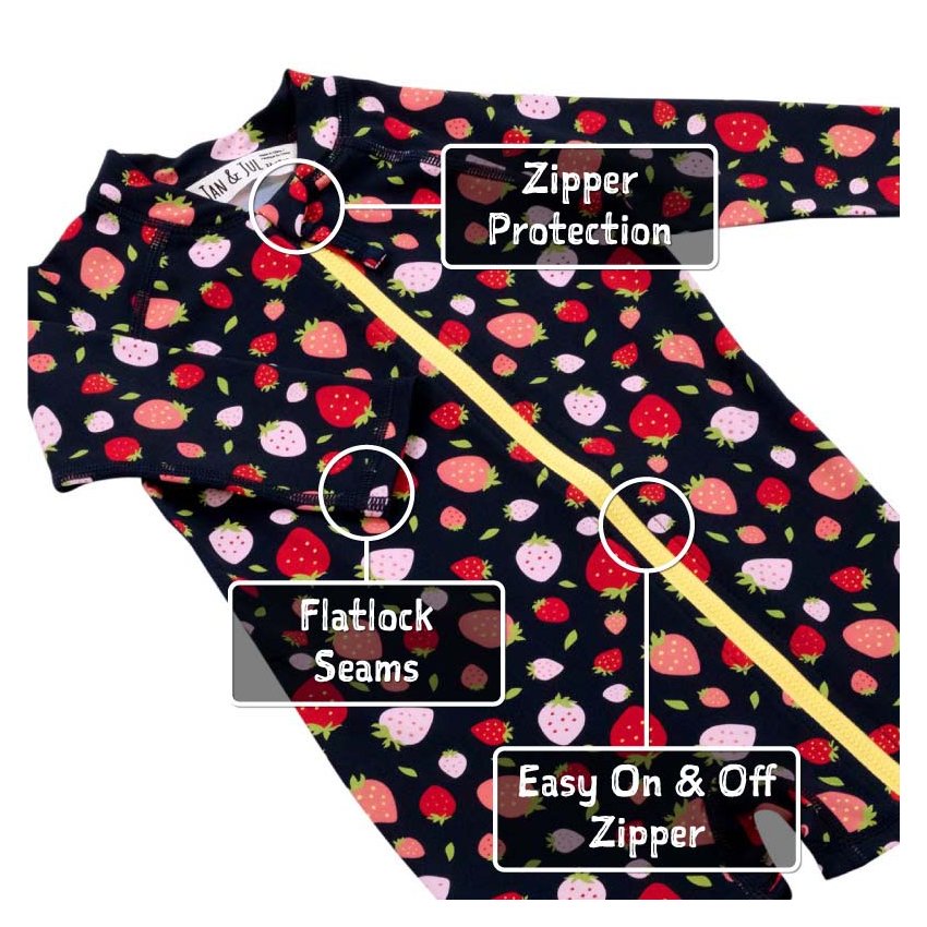 Long Sleeve One Piece UV Jumpsuit - Strawberry
