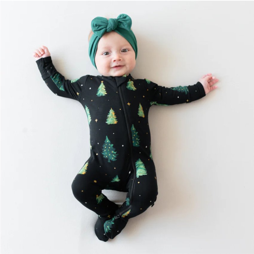 Printed Zippered Footie - Twinkle Tree