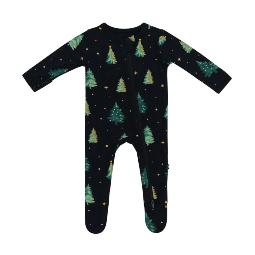 Printed Zippered Footie - Twinkle Tree