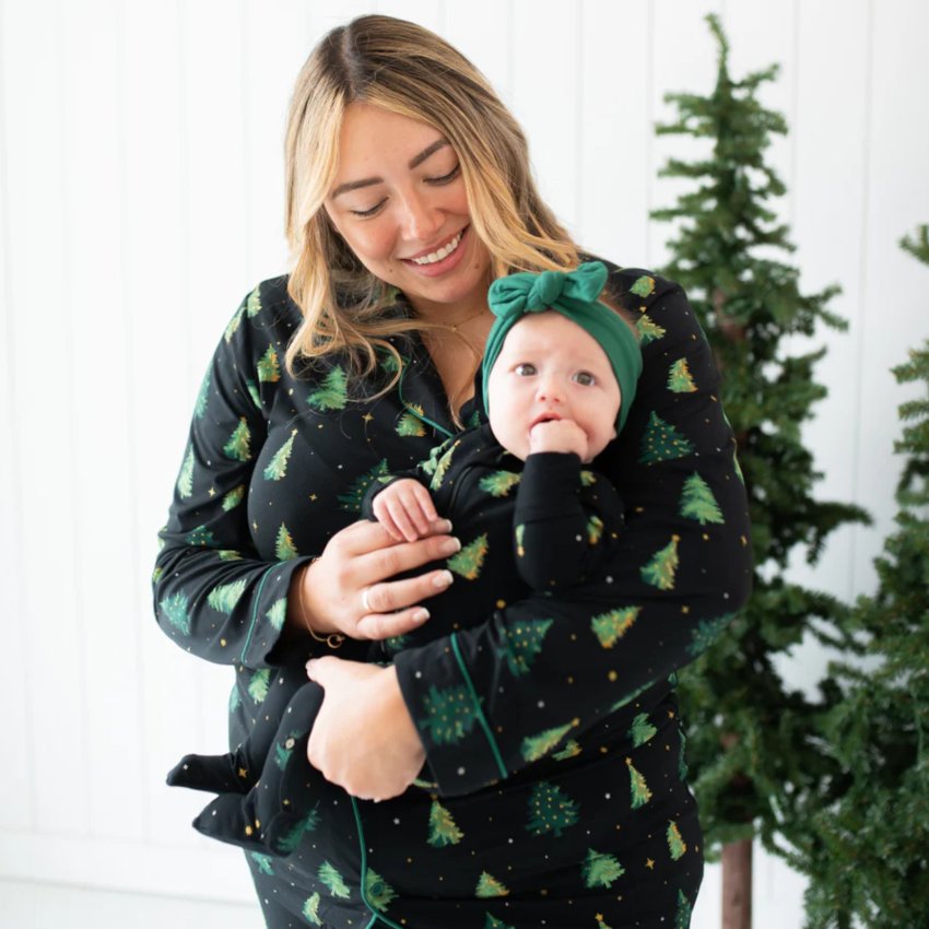 Printed Zippered Footie - Twinkle Tree