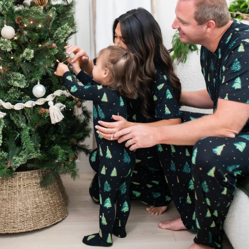 Printed Zippered Footie - Twinkle Tree