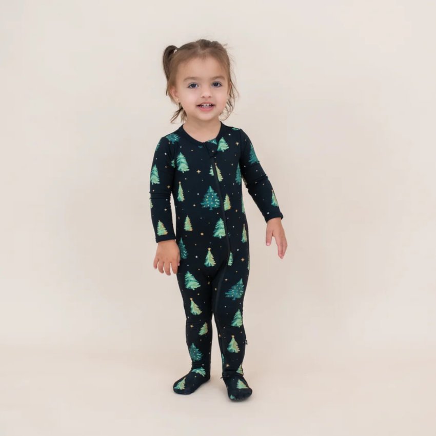 Printed Zippered Footie - Twinkle Tree