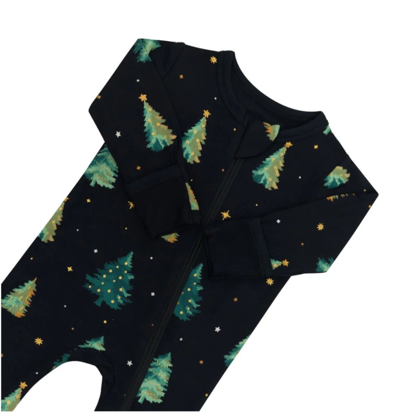 Printed Zippered Footie - Twinkle Tree