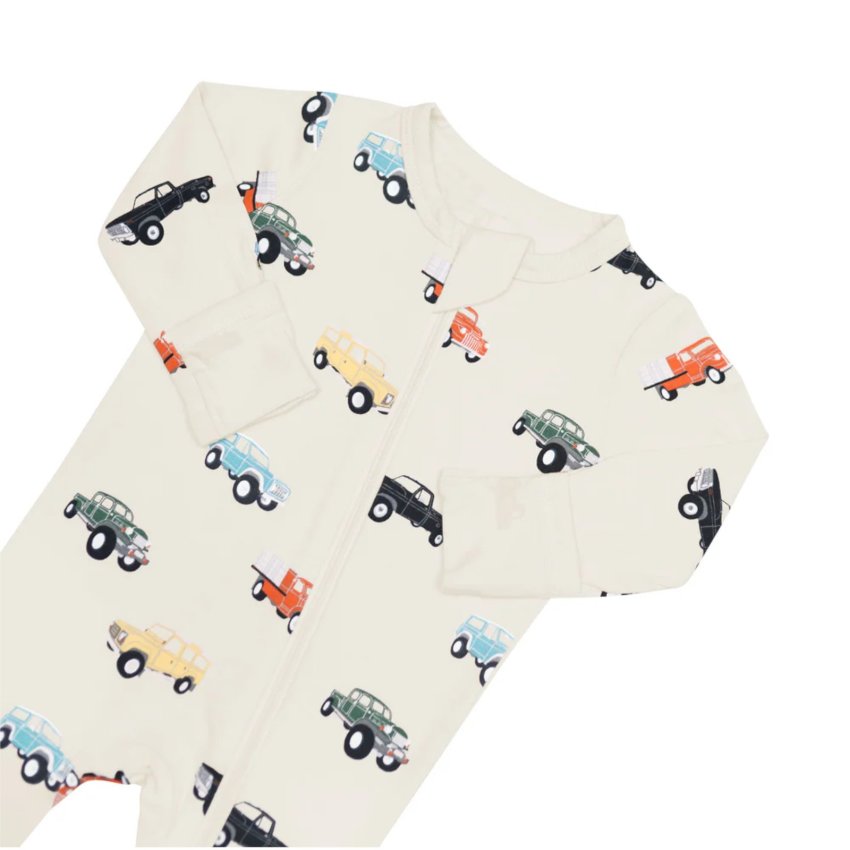 Printed Zippered Footie - Vintage Truck