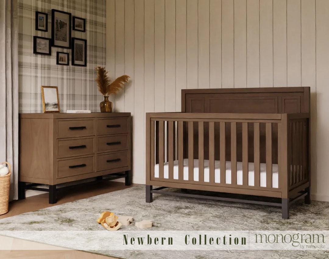 Newbern nursery collection with a crib and dresser