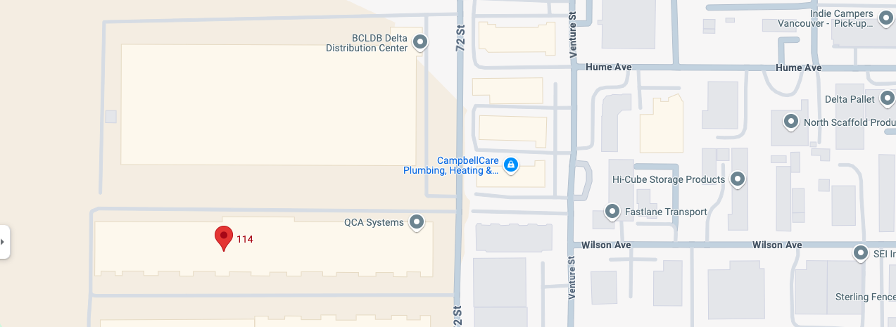 Map showing the TJ’s Delta warehouse at Unit 114