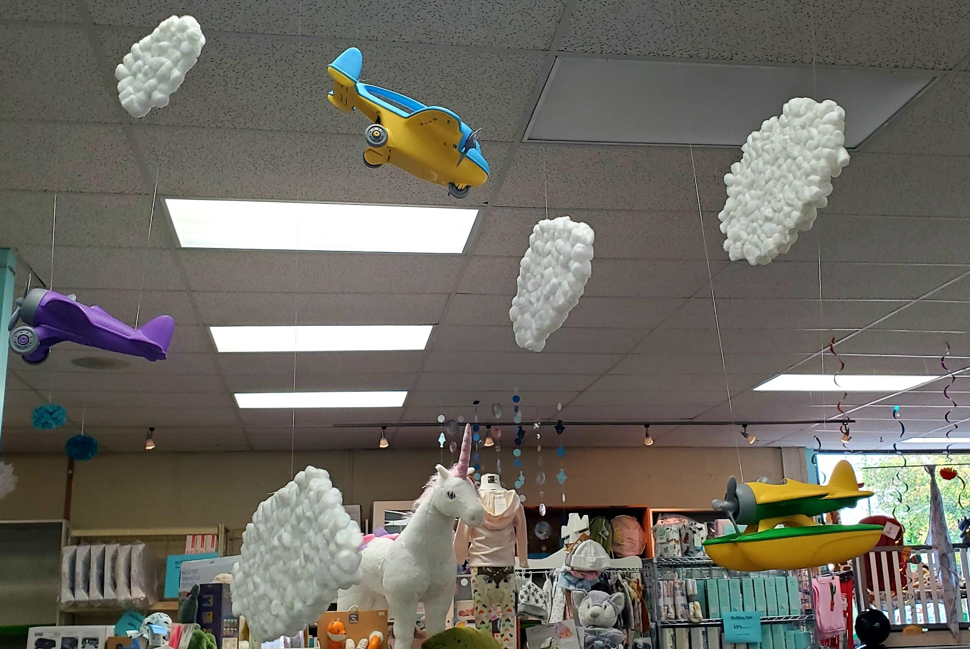 Baby products and displays inside the Victoria store